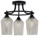 Paramount 3-Light Semi-Flush Light, Matte Black, 5" Silver Textured Glass