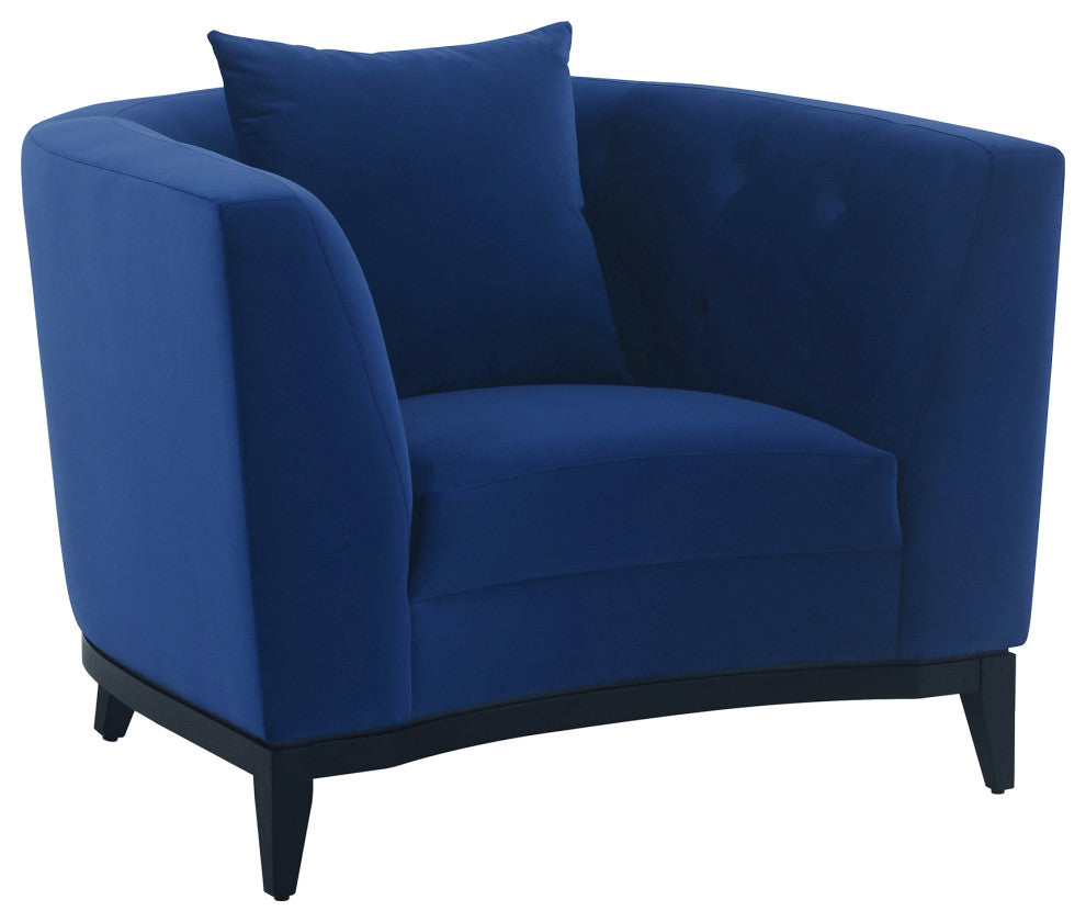 Melange Velvet Accent Chair With Black Wood Base, Gray