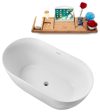 51" Streamline G-38-187-BNK Freestanding Bathtub, Tray, Drain, Brushed Nickel