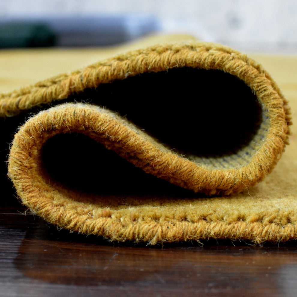 HAND KNOTTED LOOM WOOL ECO-FRIENDLY AREA RUGS-Rectangle,Gold,Solid