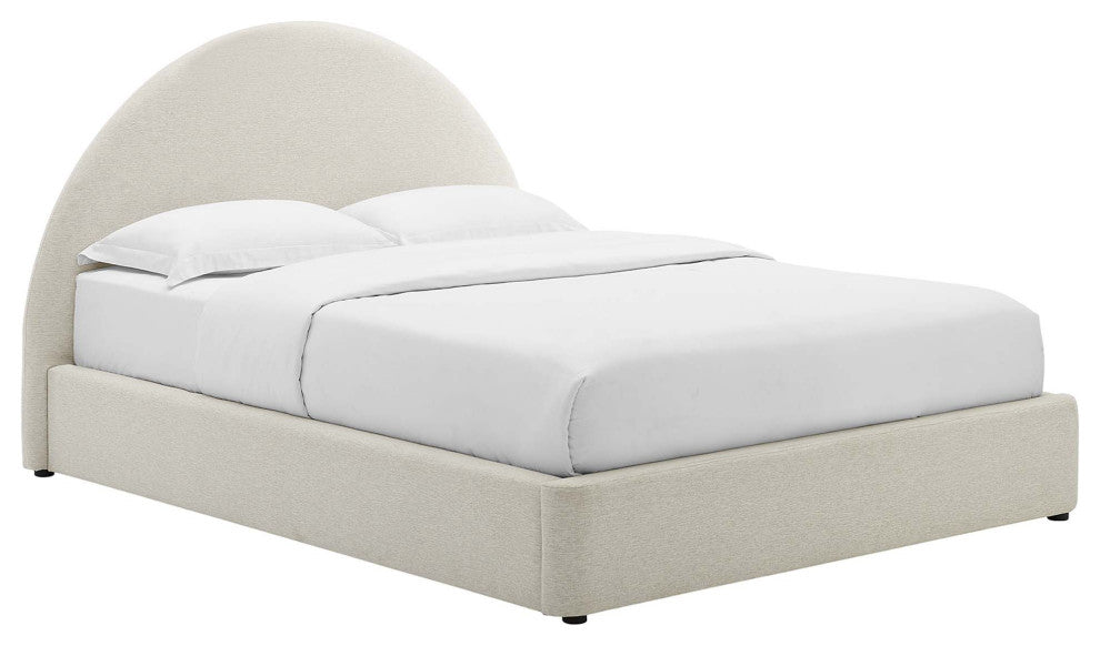 Resort Upholstered Fabric Arched Round Queen Platform Bed