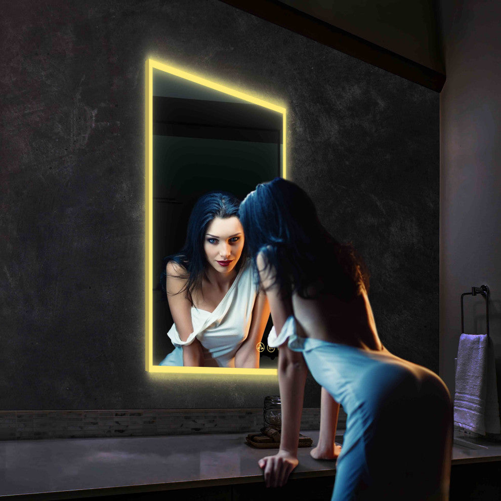 Fogless, Dimmable, Color Temperature Adjustable LED Mirror, 24x36