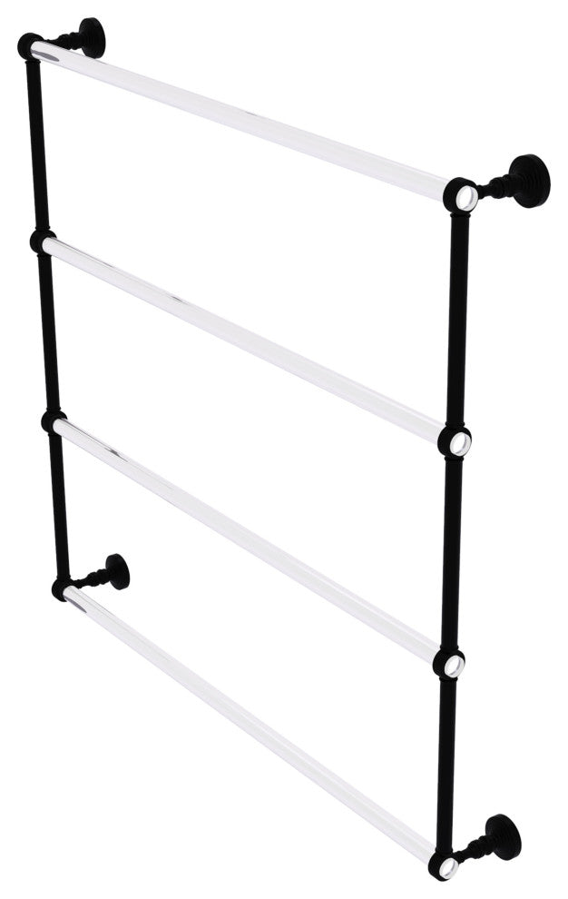 Pacific Grove 4 Tier 36" Ladder Towel Bar with Groovy Accents, Matte Black