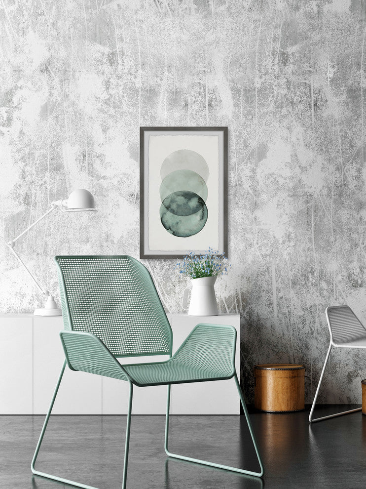 "Ombre Green Circles" Framed Painting Print, 8"x12"
