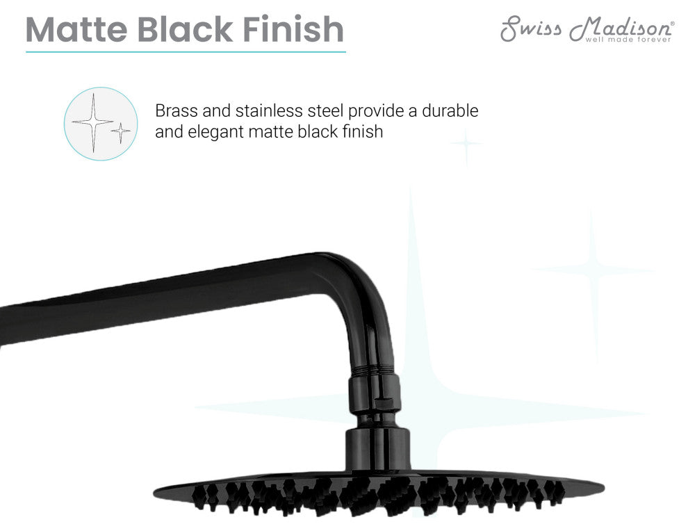Ivy Single-Handle 1 Spray 8" Wall Mounted Fixed Shower Head, Matte Black