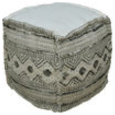 Contemporary Handmade Cotton Pouf, 14x14x14