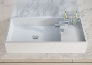 ADM Rectangular Countertop Sink, White, 32", Glossy White, On-Left