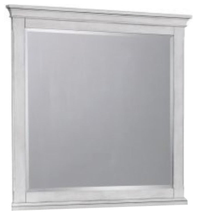 Benzara BM172139 Rectangular Weathered Wood Dresser Mirror, White