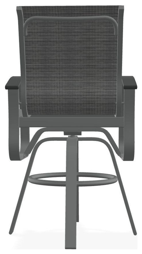 Belle Isle Sling Bar Height Outdoor Swivel Armchair, Destiny Steel/Graphite