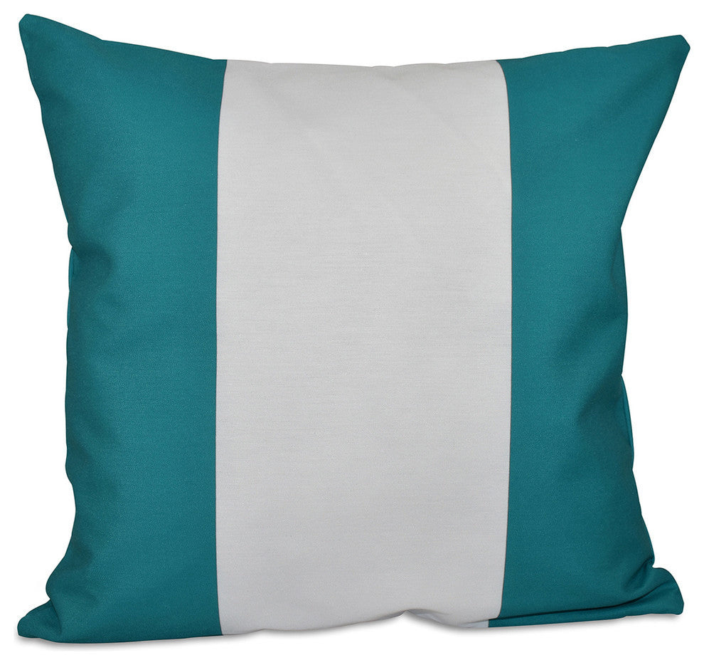 Big Stripe, Vertical Decorative Pillow, Lake Blue, 18"x18"