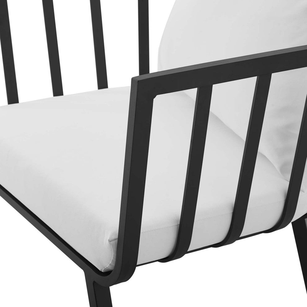 Lounge Chair Armchair, Set of 2, Aluminum, Metal, Gray White, Outdoor