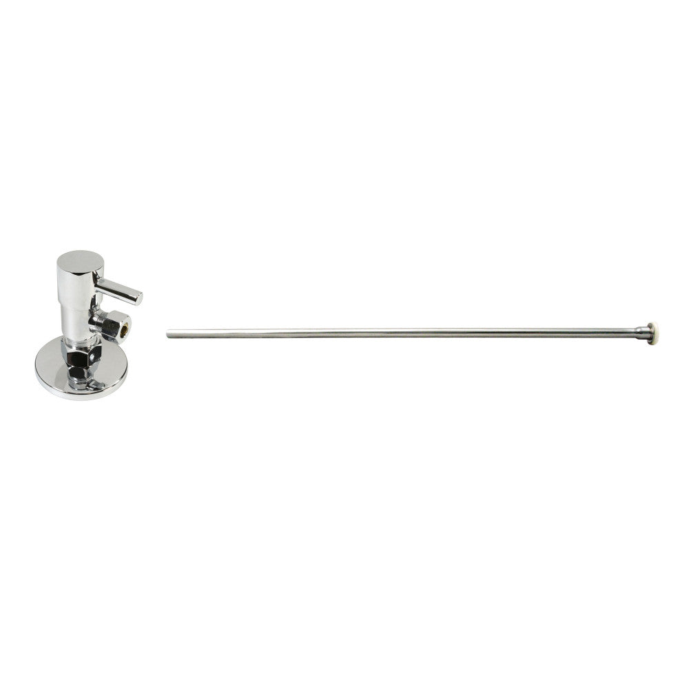 Brass Toilet Kit 1/4-Turn Round Angle Stop 1/2" Copper x 3/8", Polished Nickel