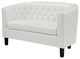 Tufted Armchair and Loveseat Sofa Set, Faux Leather, White, Modern, Lounge