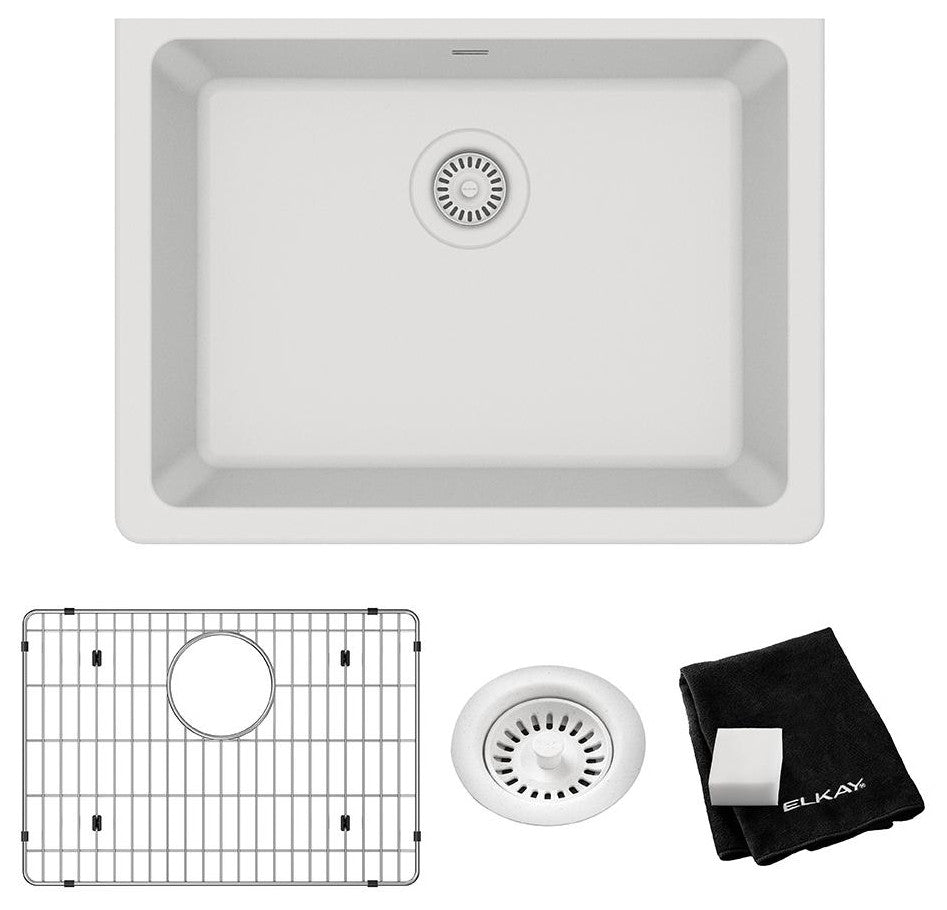 Elkay Quartz Classic Undermount Sink Kit, White