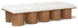 Pavilion Boucle Fabric Upholstered 10-Piece Modular Bench, Cream, Walnut Finish