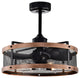 Laxsi 24" 6-Light Indoor Matte Black and Faux Wood Grain Ceiling Fan