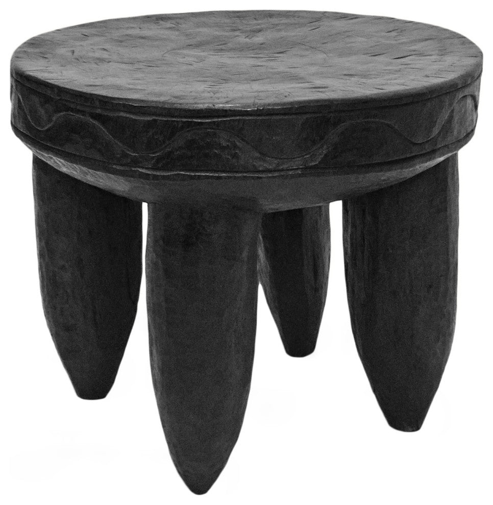 Consigned Ebony Wood Stool Side Table 1