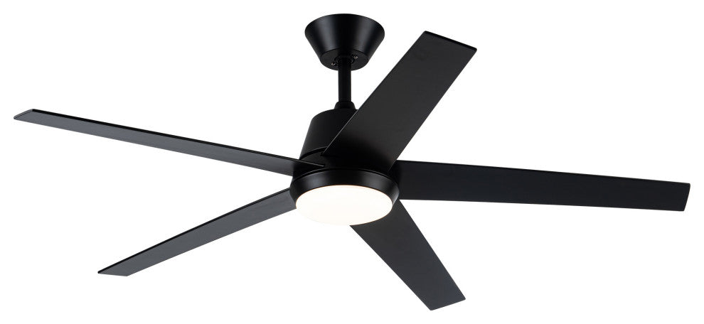 52-inch Modern 5-blade Black Ceiling Fan with Light