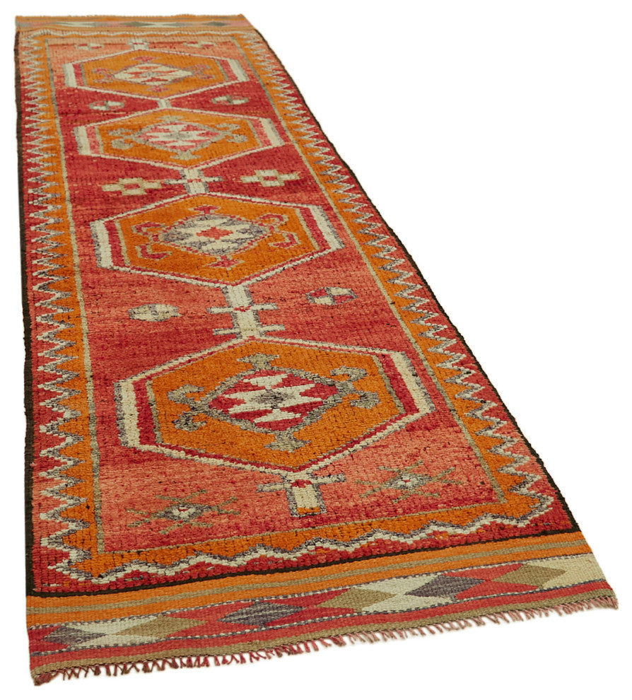 Rug N Carpet - Handwoven Oriental 3' 3" x 10' 8" Antique Runner Rug