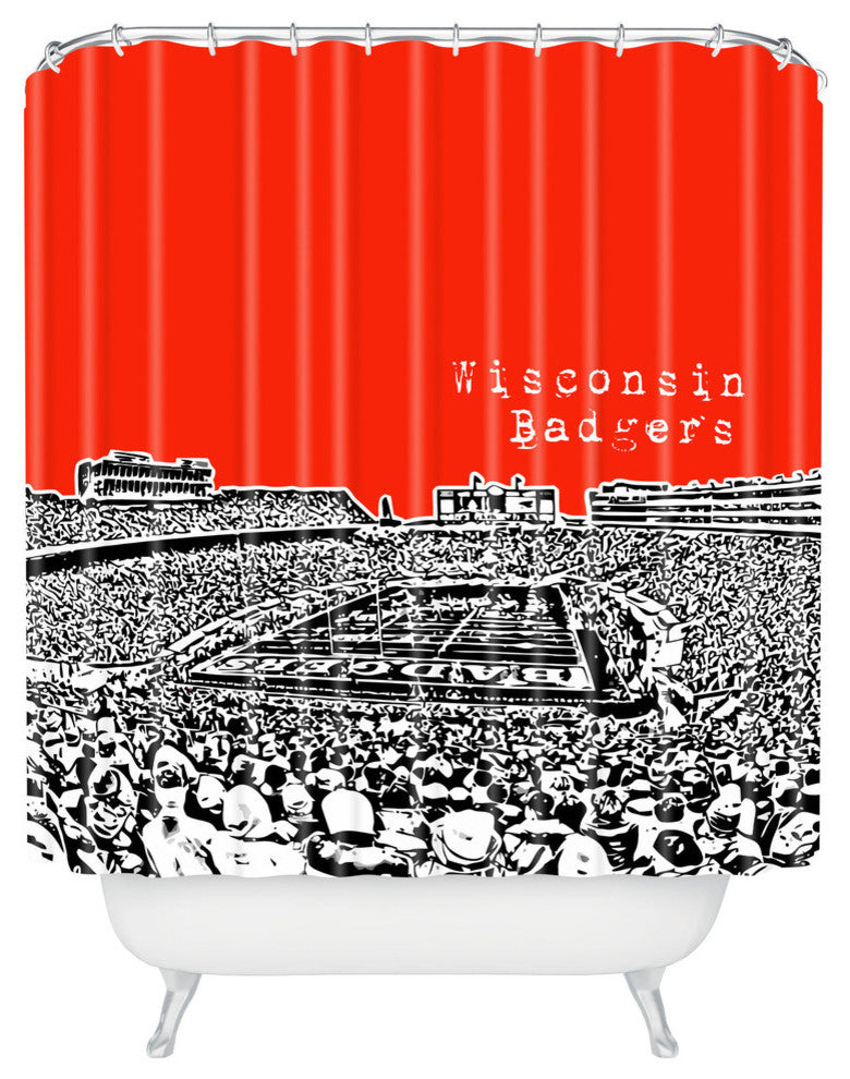 Deny Designs Bird Ave Wisconsin Badgers Red Shower Curtain
