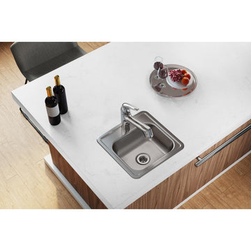 D11515 Dayton Stainless Steel 15" x 15" Drop-in Bar Sink, 3 Holes