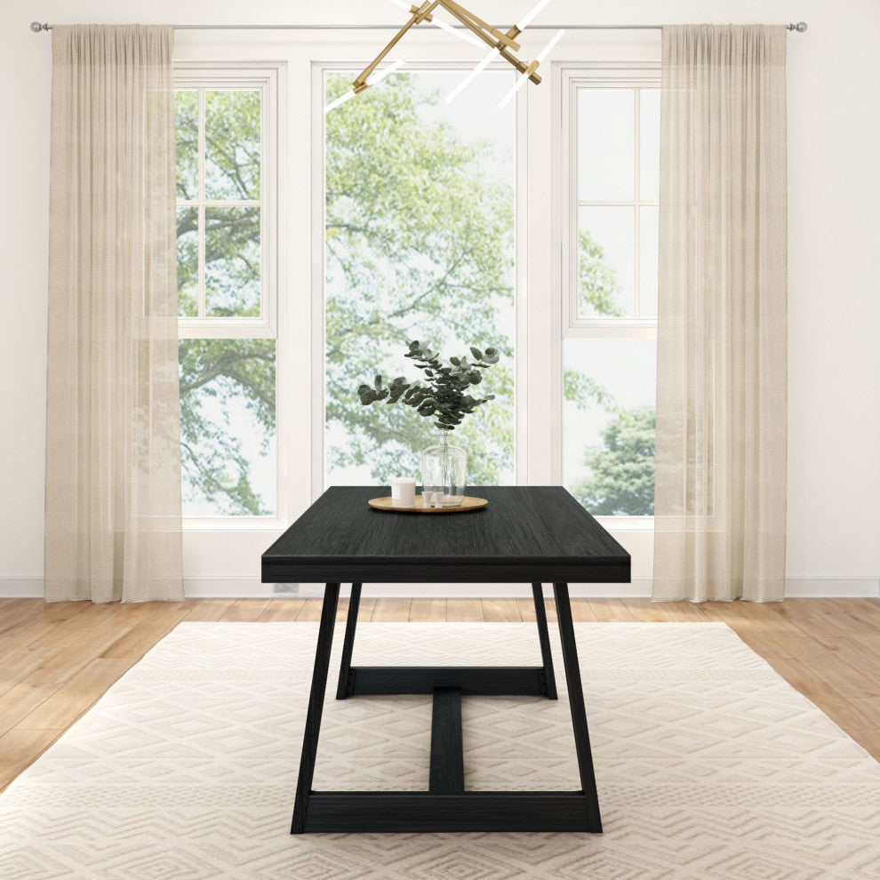 Classic Rectangular Dining Room Table (72in / 1830mm), Black Wirebrush