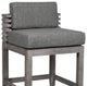 Vivid Outdoor Patio Bar Stool, Gray Eucalyptus Wood With Gray Olefin Cushions