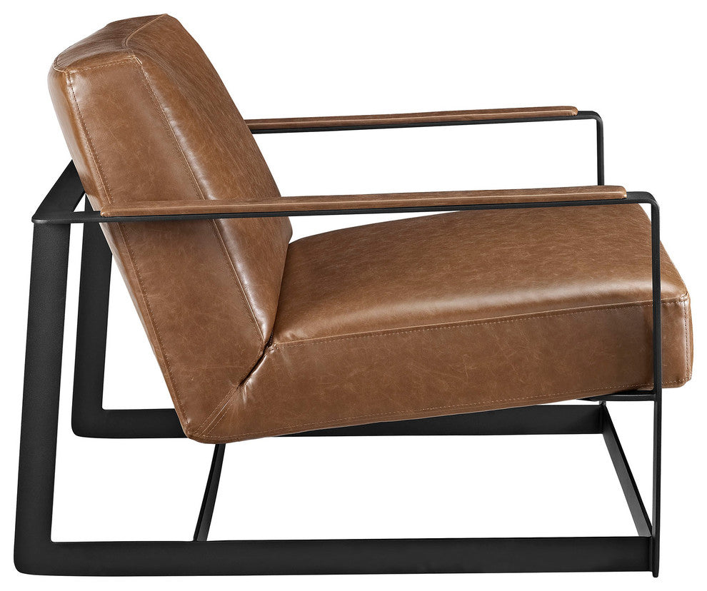 Modern Brown Seg Upholstered Vinyl Accent Chair