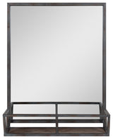 Jackson Decorative Rustic Metal Home Organizer Mirror with Shelf, Black