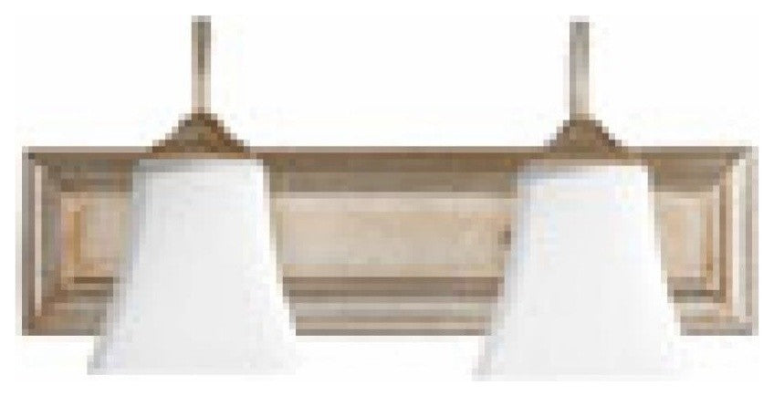 2-Light Opal Vanity Fixture, Aged Silver Leaf