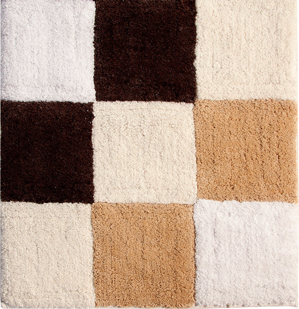Bath Rug Cotton, 2 Piece, 34"x21" and 36"x24", Multi Beige, GSF 195, Dice