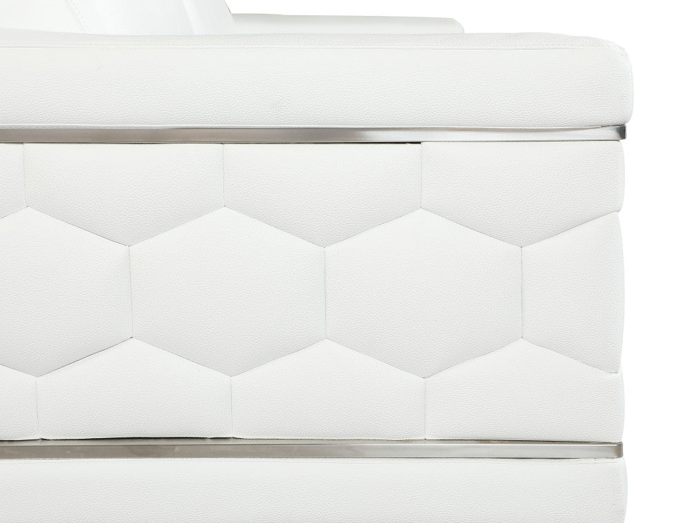 Rome Contemporary Genuine Italian Leather Loveseat White