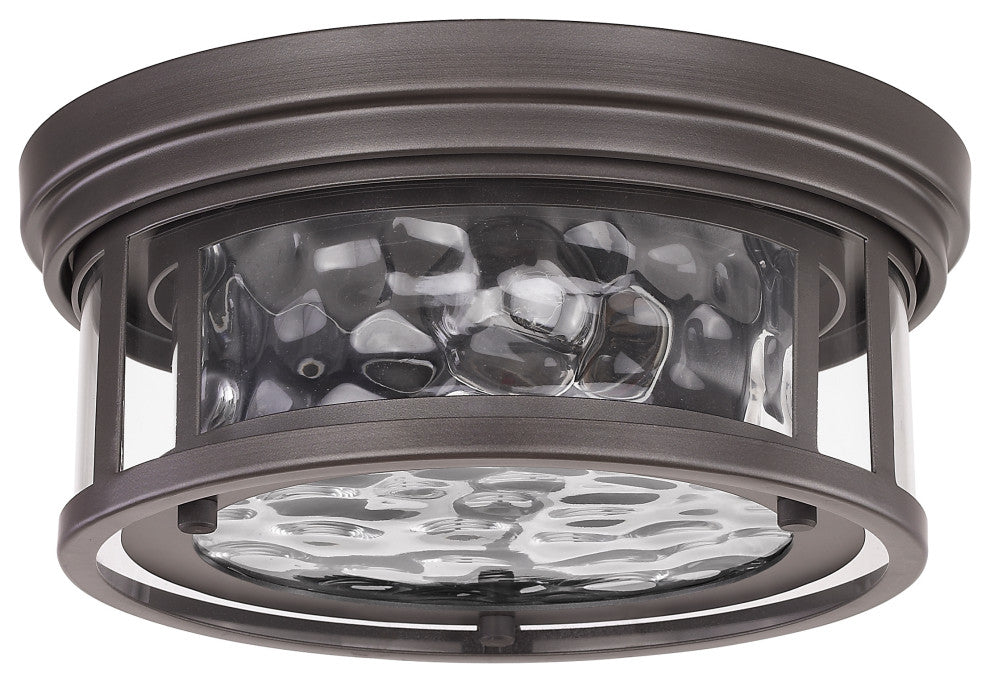 Zlite 493F2-BRZ 2-Light Flush Mount, Inner Clear Water & Outer Clear