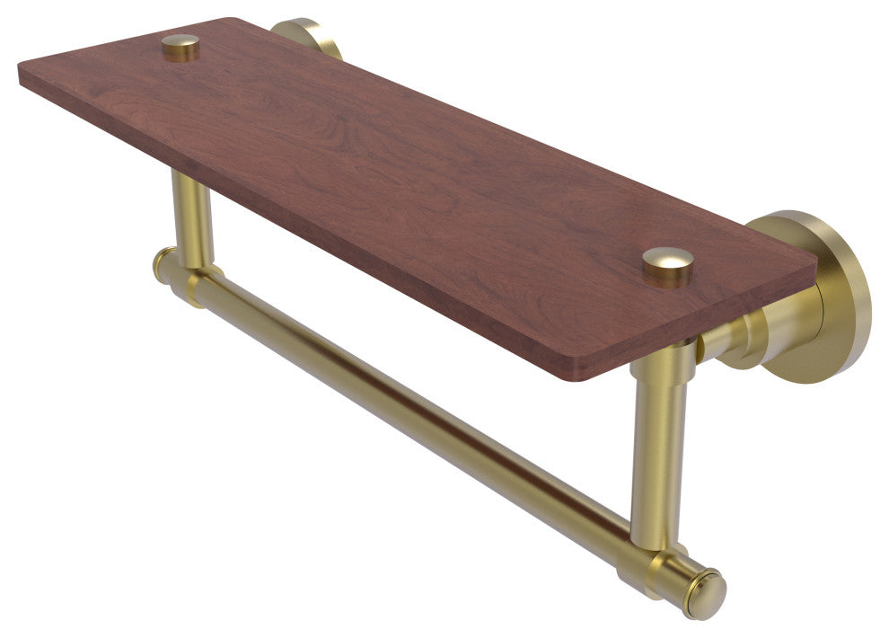 Washington Square 16" Solid Wood Shelf and Towel Bar, Satin Brass
