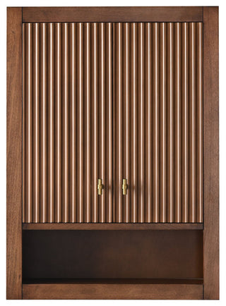 Vanity Art 24" Wall Mounted Bathroom Storage Cabinet, Linear Walnut, Golden Brushed Handle