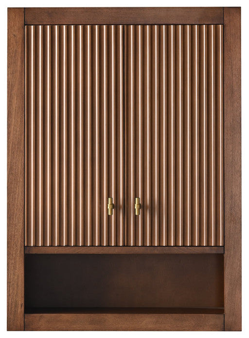 Vanity Art 24" Wall Mounted Bathroom Storage Cabinet, Linear Walnut, Golden Brushed Handle