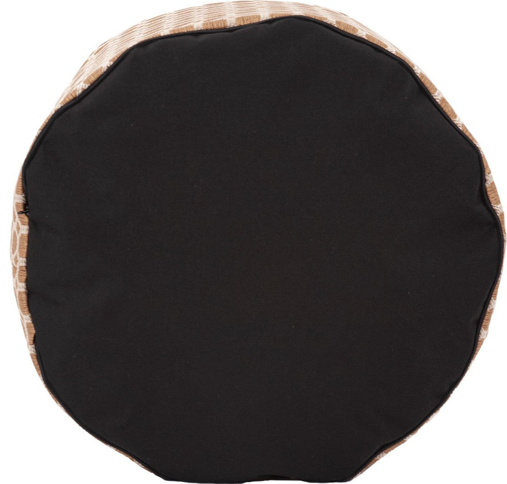 Elegant Gold Round Pouf Footrest, Polyester