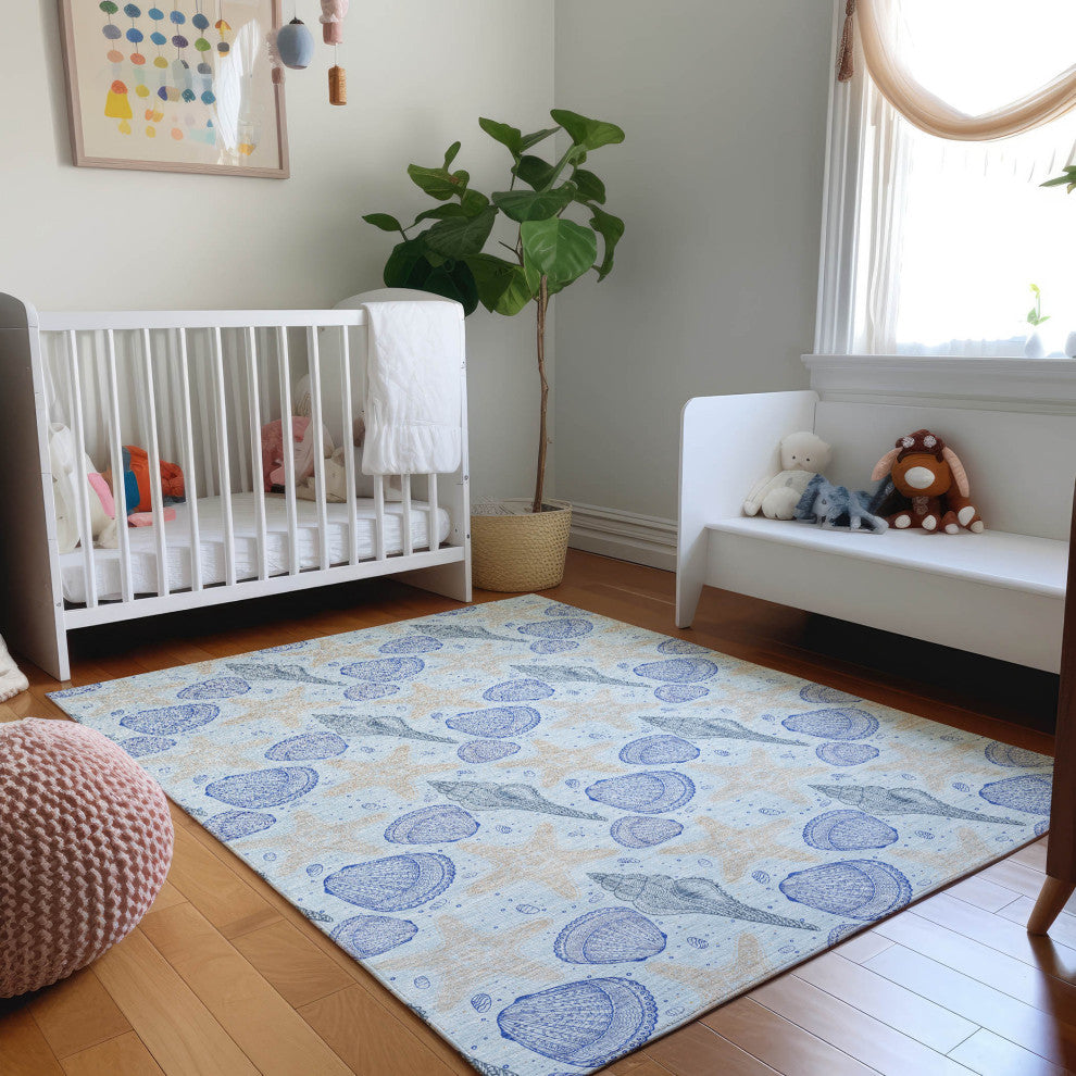 Addison Premium Washable Mayfield AMF183 Blue 5' x 7'6" Rug
