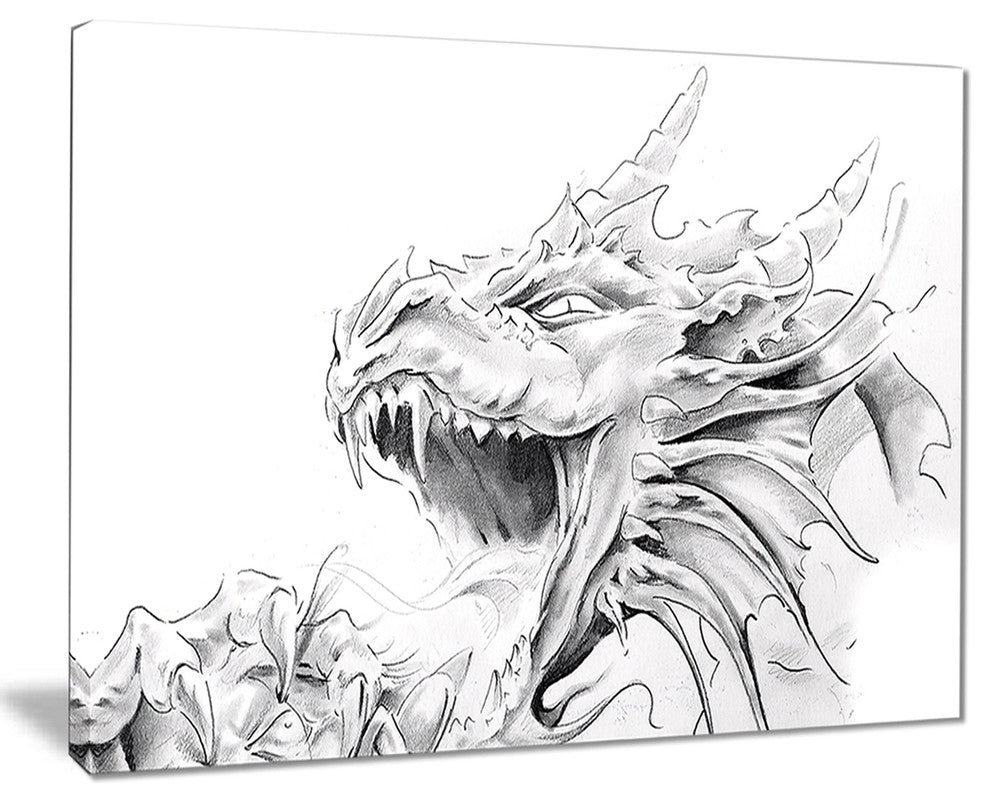 "Dragon Tattoo Sketch" Digital Art Canvas Print