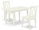 3Pc Dining Table Set 2 Dining Chairs, Butterfly Leaf Kitchen Table, Linen White