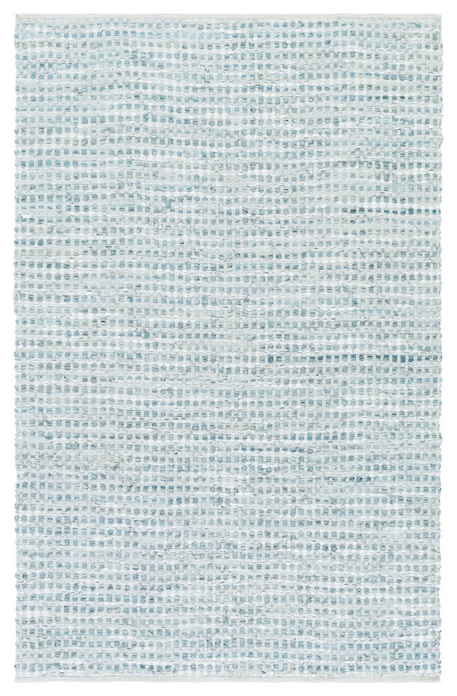 Jamie Hides and Leather Teal, Silver Gray Area Rug, 2'x3'