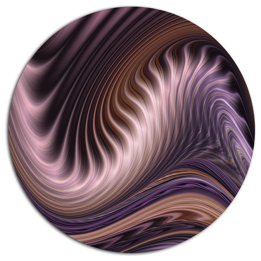 Purple Waves Fractal Wall Art, Abstract Disc Metal Wall Art, 11"