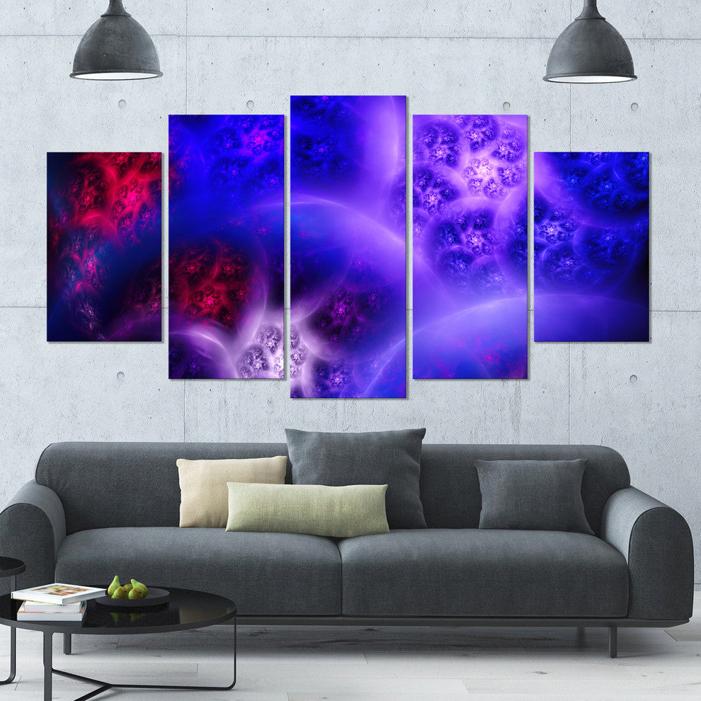 Bright Blue Magic Stormy Sky, Contemporary Canvas Art Print, 60"x32", 5 Panels