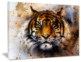 "Tiger Collage With Rust Design" Animal Digital Canvas Print, 40"x30"