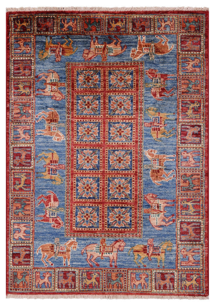 Hand Knotted Antiqued Pazyryk Historical Design Wool Rug 2' 9" X 4' 0" Q10705