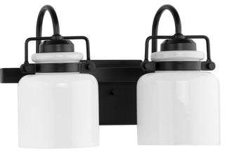 Fessler Collection Two-Light Matte Black Opal Glass Farmhouse Bath Light
