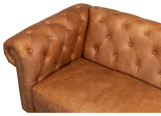 Chesterfield Kingston Sofa Tan Leather 2 Cushions