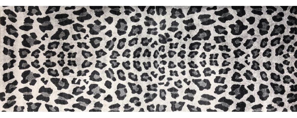 2' x 6' Black and Gray Cheetah Washable Runner Rug