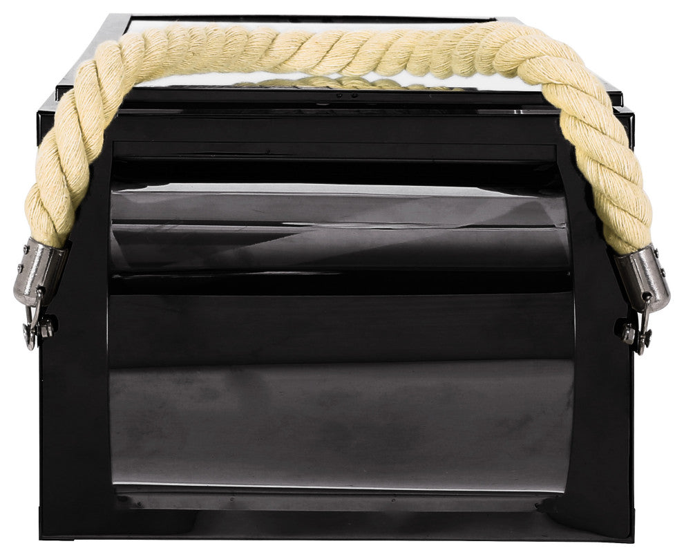 Brianna Outdoor 22" Modern Stainless Steel Lantern, Black