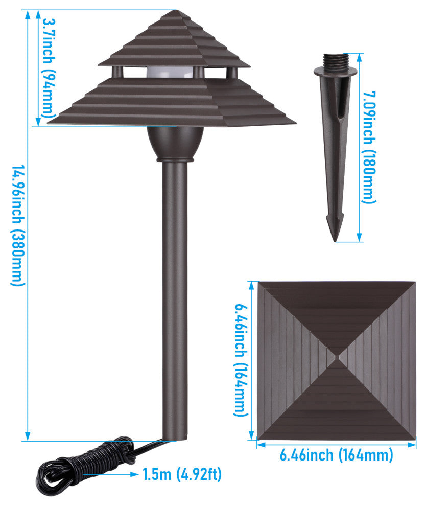 6 Pack 3CCT LED Pathway Lights, Low Voltage Landscape Lights, IP65, Aluminum